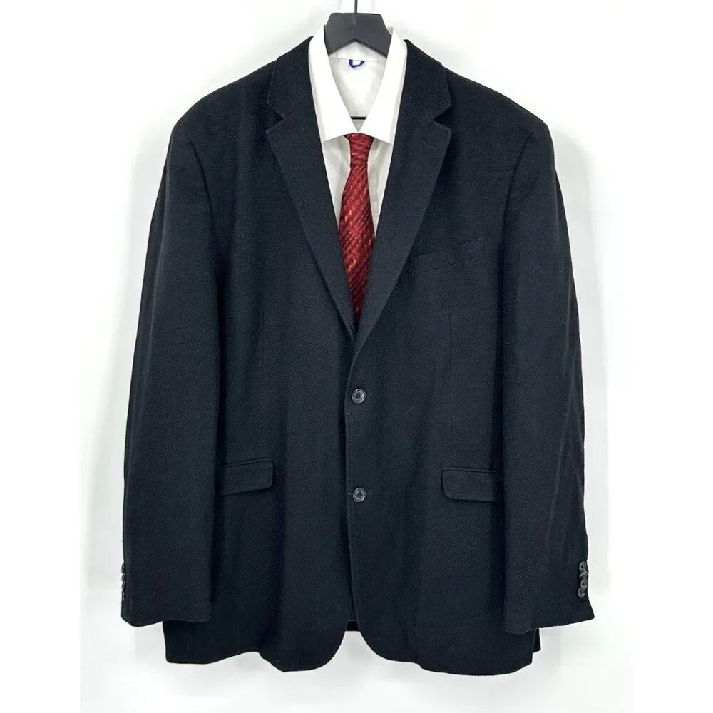 JOSEPH ABBOUD jacket blazer sport coat black LARGE linen cotton business casual